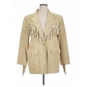 NEW Together Suede Fringe Jacket Beige Western Leather Boho XL